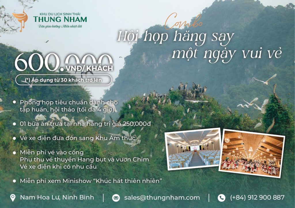 Combo MICE Thung Nham: Hội Họp hăng say – Một ngày vui vẻ (600.000 VNĐ/Khách)
