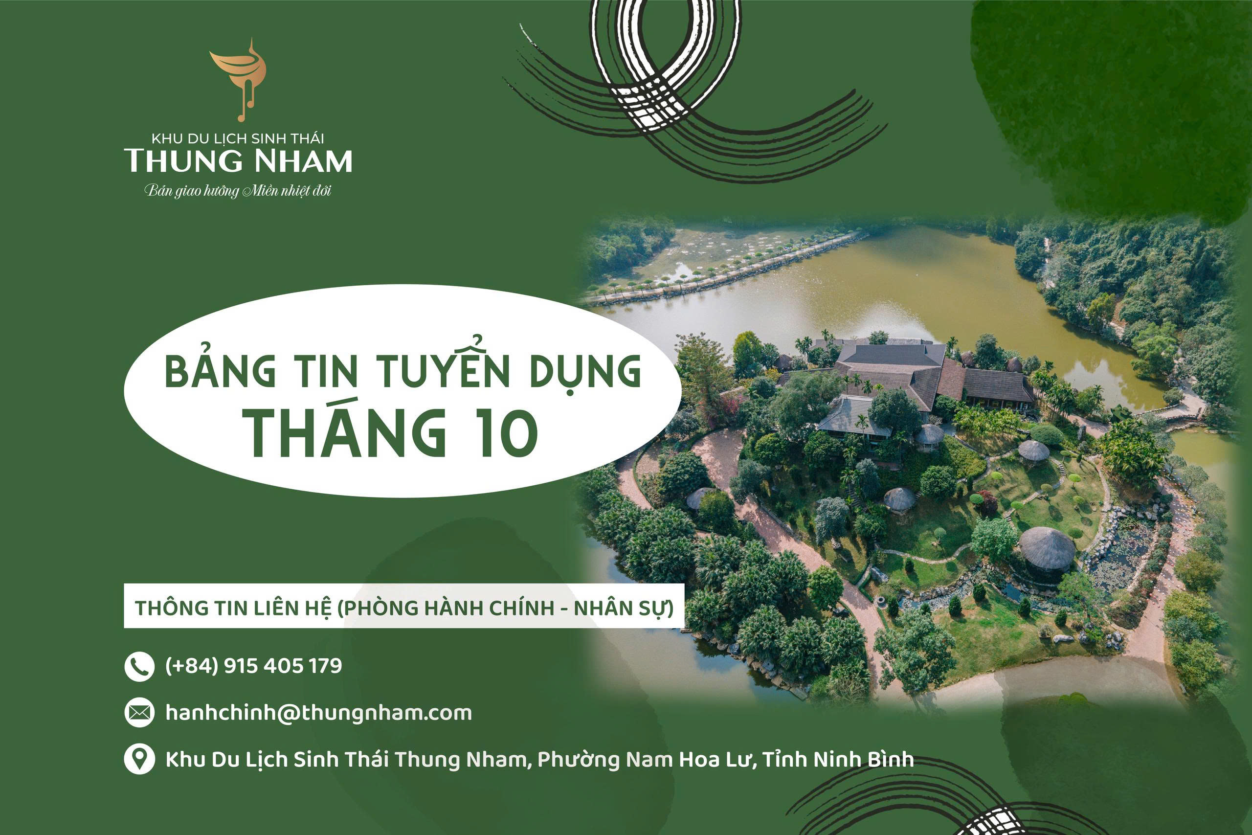 Khu du lịch sinh thái Thung Nham tuyển dụng tháng 10/2025