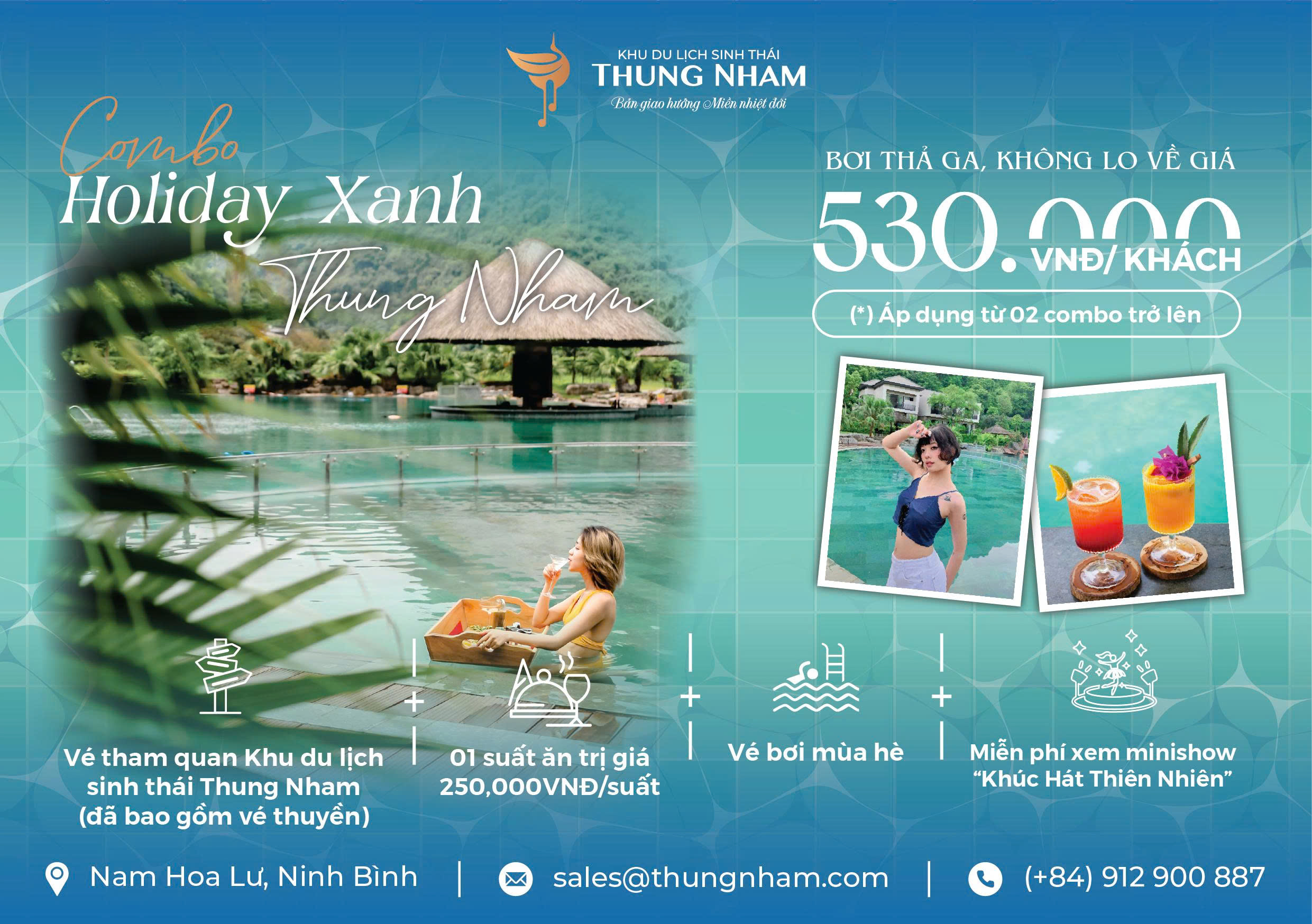 Combo Holiday Xanh – Trọn Gói Du Ngoạn Thung Nham Chỉ 530.000đ/Khách